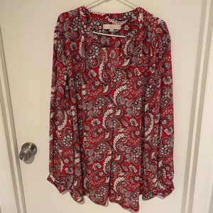 Loft Plus Red PaisleyTunic
